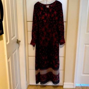 Gorgeous long sleeved multi patterned long dress from Cabi
